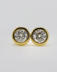 Moissanite Stud Earrings 14k Gold, 0.45 ct. Martini Bezel Set Moissanite Earrings