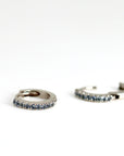 Mini Aquamarine Huggie Earrings in 14k White Gold
