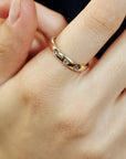 4mm Dome Wedding Band, Flush Set Diamond Wide Gold Band Ring