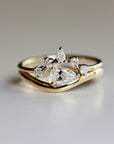 East West Pear Moissanite Ring 14k Gold, LIL JASMINE - Melt'm Jewelry