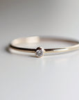 Dainty Tiny Diamond 14k Gold Ring, Solitaire Ring