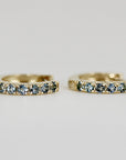 Aquamarine Huggie Hoop Earrings 14k Gold