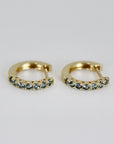 Aquamarine Huggie Hoop Earrings 14k Gold