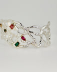 Multi-Gem Gemstone Cuff Bracelet in Sterling Silver and 14k Gold Set- One of A Kind
