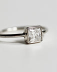 Princess Cut Moissanite Ring 14k White Gold