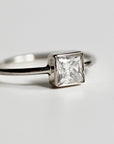 Princess Cut Moissanite Ring 14k White Gold