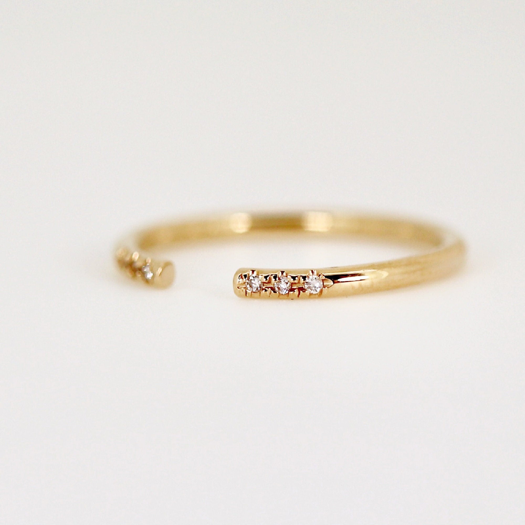 Open Cuff Diamond Wedding Band, Pave Diamond Wedding Band