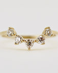 Curved Wedding Band, Five Stone Diamond Ring