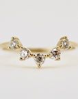 Curved Wedding Band, Five Stone Diamond Ring