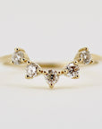 Curved Wedding Band, Five Stone Diamond Ring