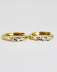 14k Gold White Sapphire Hoop Earring