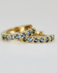 Aquamarine Huggie Hoop Earrings 14k Gold - Melt'm Jewelry