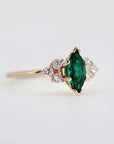 14k Gold Marquise Cut Emerald and Diamond Ring