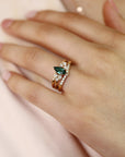 14k Gold Marquise Cut Emerald and Diamond Ring