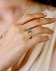 14k Gold Marquise Cut Emerald and Diamond Ring