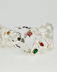 Sterling Silver and Gemstones Cuff Bracelet
