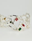 Multi-Gem Gemstone Cuff Bracelet in Sterling Silver and 14k Gold Set- One of A Kind - Melt'm Jewelry