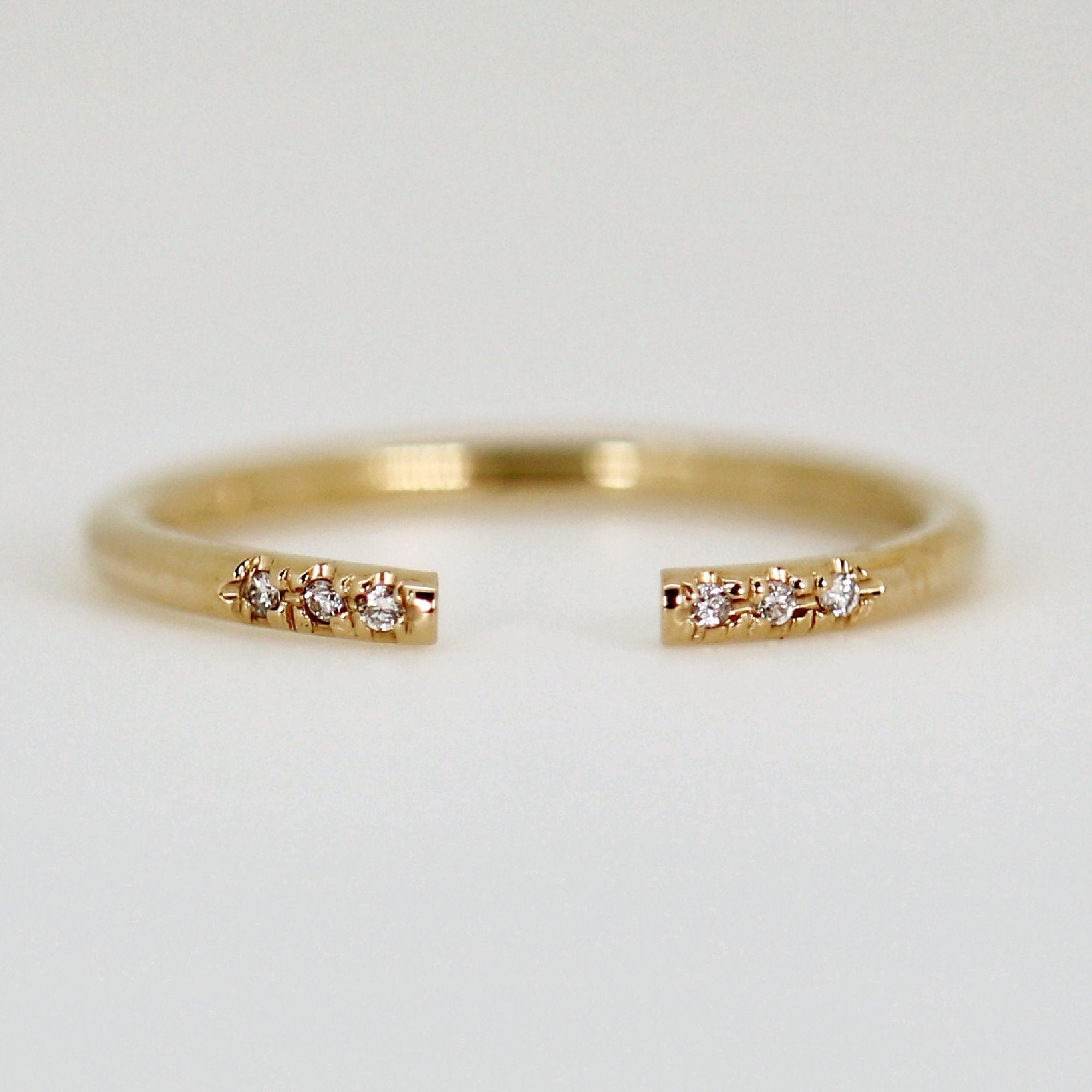 Open Cuff Diamond Wedding Band, Pave Diamond Wedding Band