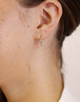 Diamond Star Huggie Hoop Earrings Dangling in 14k Gold (SINGLE OR PAIR)