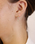 Diamond Star Huggie Hoop Earrings Dangling in 14k Gold (SINGLE OR PAIR)