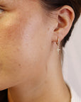 Diamond Cross Hoop Earrings (SINGLE or PAIR)