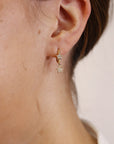 Diamond Star Huggie Hoop Earrings Dangling in 14k Gold (SINGLE OR PAIR)