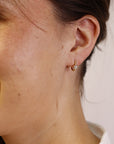 Paved Diamond Star Huggie Hoop Earrings 14k Gold