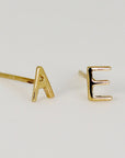 14k Solid Gold Initial Stud Earrings