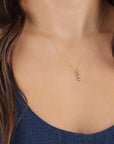 14k Solid Gold Vertical Bar Initial Necklace
