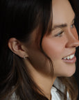 Diamond Moon Earrings 14k Solid Gold