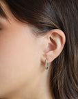 14k Gold Pave Diamond U Earrings