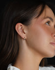 Bezel Solitaire Diamond Huggies Earrings 14k Solid Gold