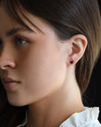 Garnet Heart Stud Earrings 14k Gold