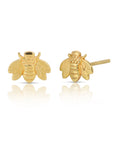 Bumble Bee Earrings 14k Gold, Solid Gold Honey Bee Earrings