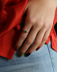 Emerald Cut Bezel Set East West Emerald Ring