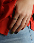 Emerald Cut Bezel Set East West Emerald Ring