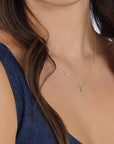 14k Gold Sapphire Evil Eye Necklace