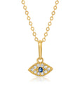 14k Gold Sapphire Evil Eye Necklace