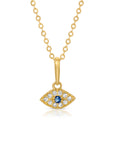 14k Gold Sapphire Evil Eye Necklace