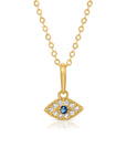 14k Gold Sapphire Evil Eye Necklace - Melt'm Jewelry