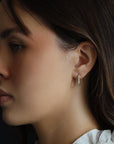 14k Gold U Shape Diamond Hoops Earrings