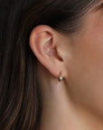 Bezel Solitaire Diamond Huggies Earrings in 14k Solid Gold - SINGLE OR PAIR