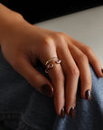 18k Solid Gold Pink Tourmaline Open Cuff Ring - Melt'm Jewelry