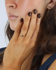 Hexagon Black Diamond Ring, 6 Prong Solitaire Ring