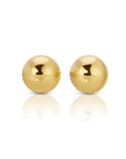 A pair of gold ball stud earrings. The earrings are round and have a smooth, polished finish.