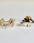 Dinosaur Earrings 14k Solid Gold, Single / Pair, Plateosaurus Dinosaur Earrings - Melt'm Jewelry