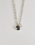 Sterling Silver Pebble Necklace, Silver and Cz Floating Pebble Necklace