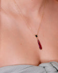 14k Gold Pink and Green Tourmaline Drop Necklace