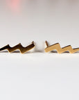 Gold Lightning Bolt Stud Earrings