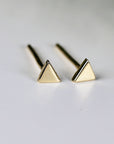 Triangle Stud Earrings, 14k Solid Rose Gold Minimal Earrings - Melt'm Jewelry
